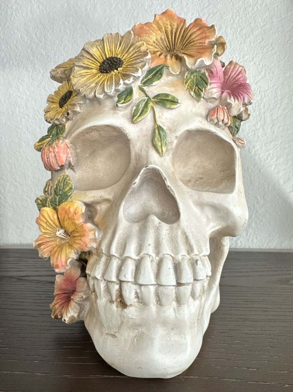 Unbranded Floral Skull Figurine Halloween Tabletop Decor